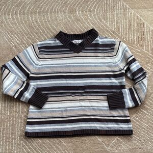 Covington Multi-Striped V-Neck Sweater Cotton
